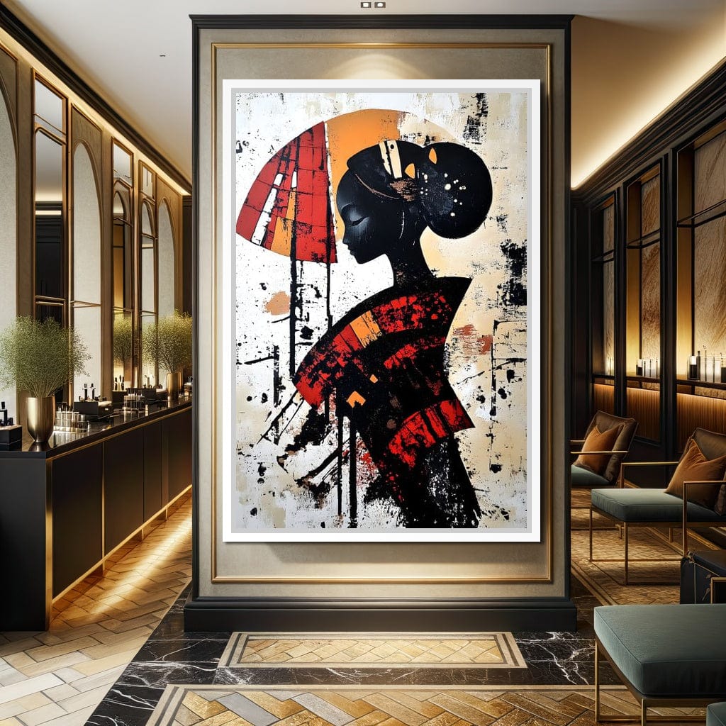 Silhouette Harmony in Amber Tones Canvas Wall Art