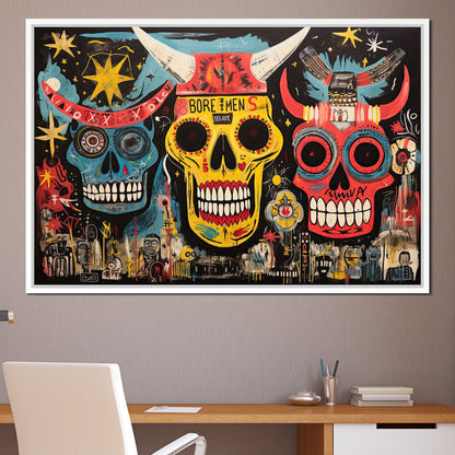 Tribal Skull Symphony Canvas Wall Art