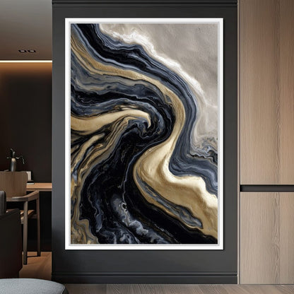Liquid Gold Onyx Swirl Flow Canvas Wall Art