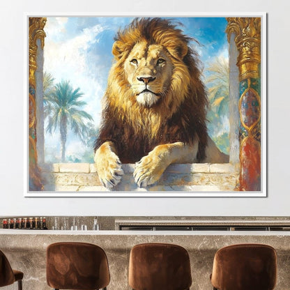 Lion Oasis Canvas Wall Art