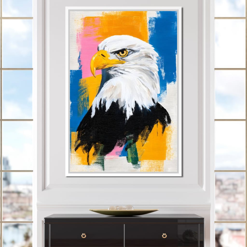 Bold Eagle Pop Portrait Canvas Wall Art