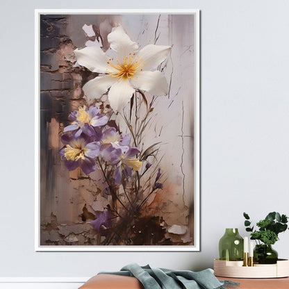 Fleeting Bloom in Grisaille Canvas Wall Art