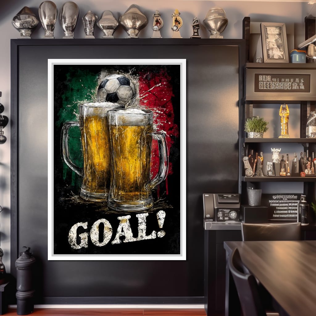 Italian Football Beer Goal Canvas Wall Art