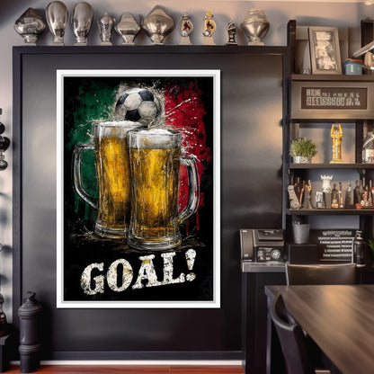Italian Football Beer Goal Canvas Wall Art