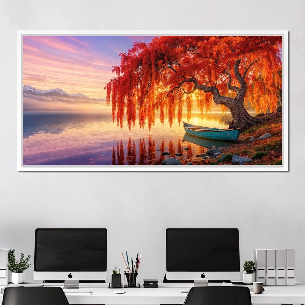 Whispers of the Crimson Willow Canvas Wall Art
