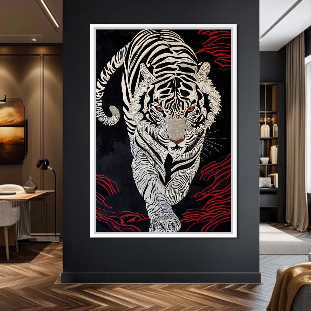 White Tiger of Shadows Canvas Wall Art