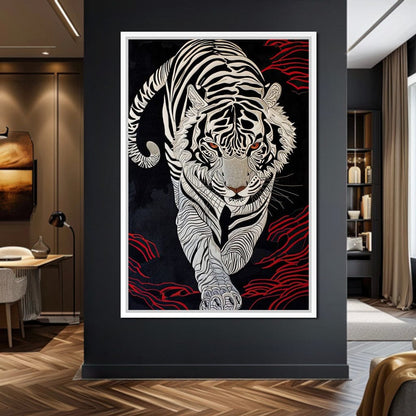 White Tiger of Shadows Canvas Wall Art