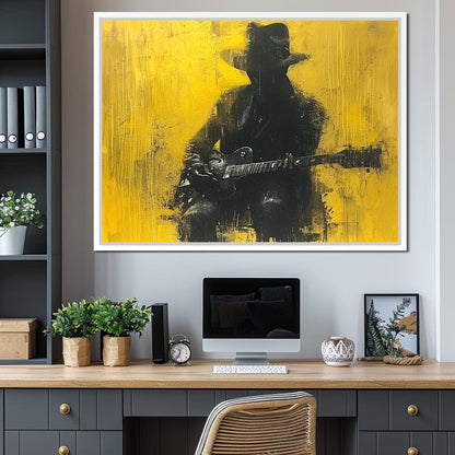 Golden Melody Silhouette Canvas Wall Art
