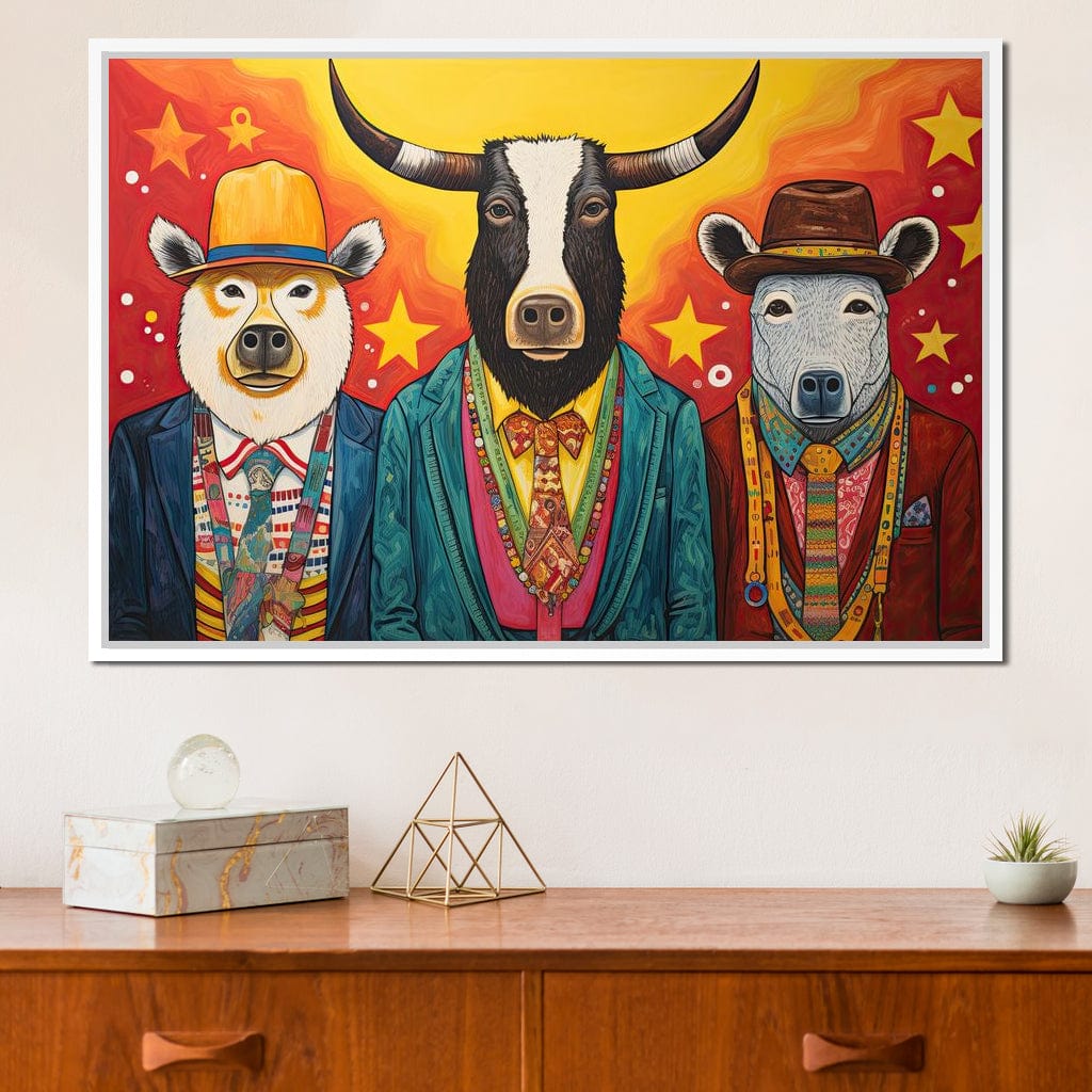 Dapper Wild Trio of Animals Canvas Wall Art