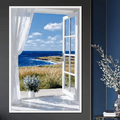 Ocean Breeze Through Open Window Canvas Wall Art