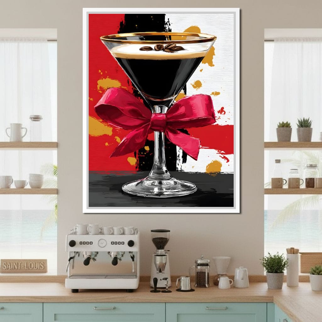 Espresso Martini Red Bow Canvas Wall Art