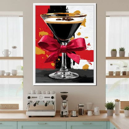 Espresso Martini Red Bow Canvas Wall Art