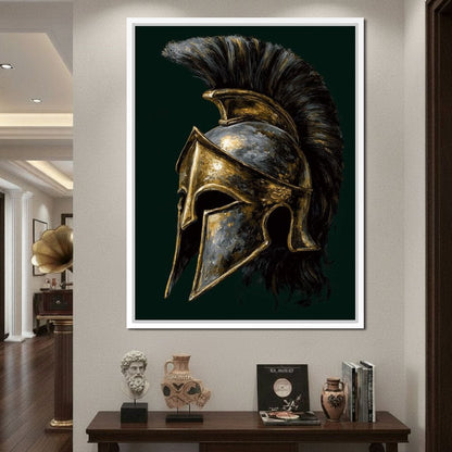 Gold Spartan Helm Battle Relic Canvas Wall Art