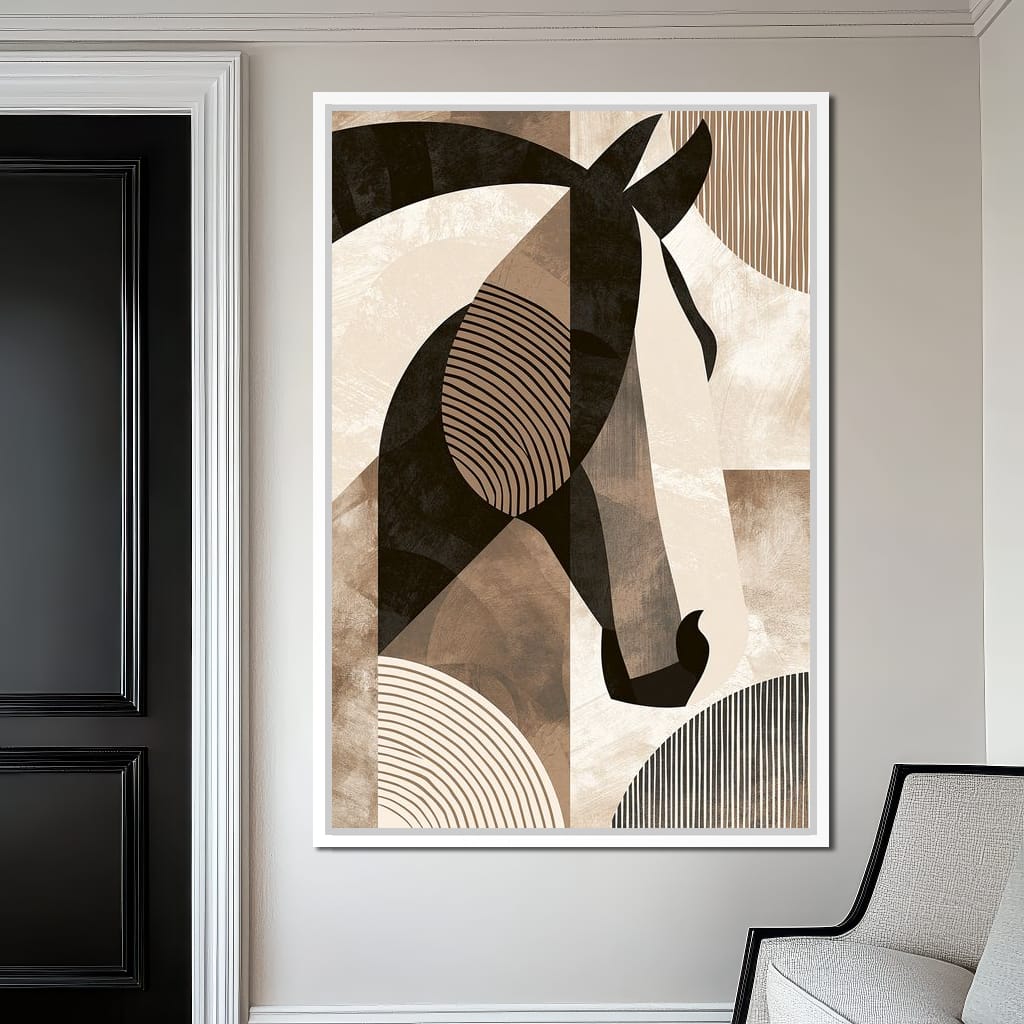 Stallion Reflected Through Geometric Planes Canvas Wall Art