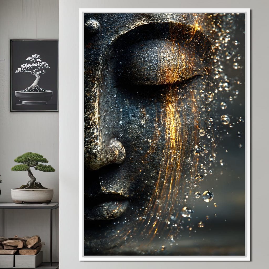 Golden Tranquil Buddha Flow Canvas Wall Art