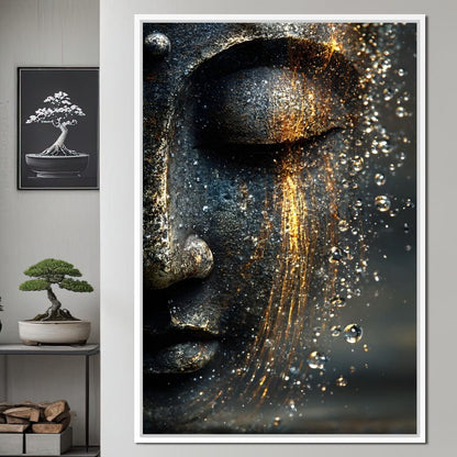 Golden Tranquil Buddha Flow Canvas Wall Art