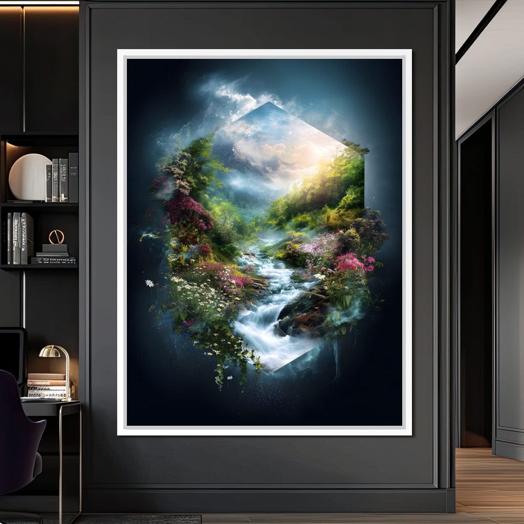 Hexagonal Nature Portal Cascade Canvas Wall Art