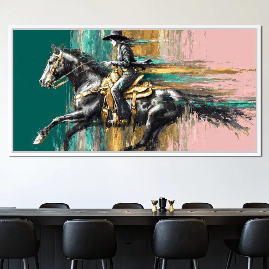 Golden Cowgirl Noir Star Canvas Wall Art