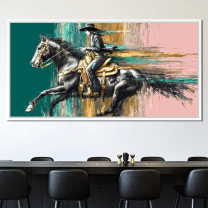 Golden Cowgirl Noir Star Canvas Wall Art