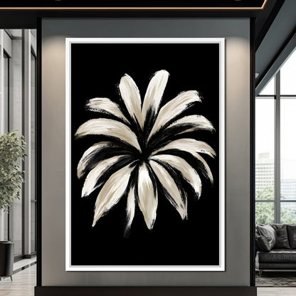 Monochrome Petals Reaching For Night Canvas Wall Art