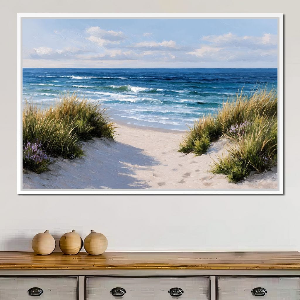Waves Beyond the Dune Pathway Canvas Wall Art