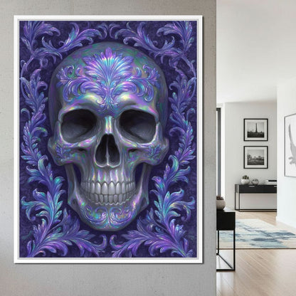 Prismatic Skull Baroque Flourish Canvas Wall Art