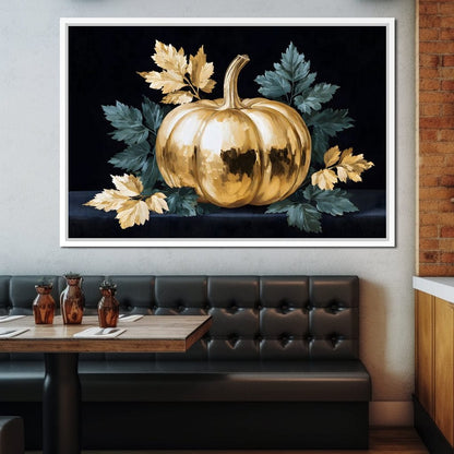Golden Pumpkin Autumn Elegance Canvas Wall Art