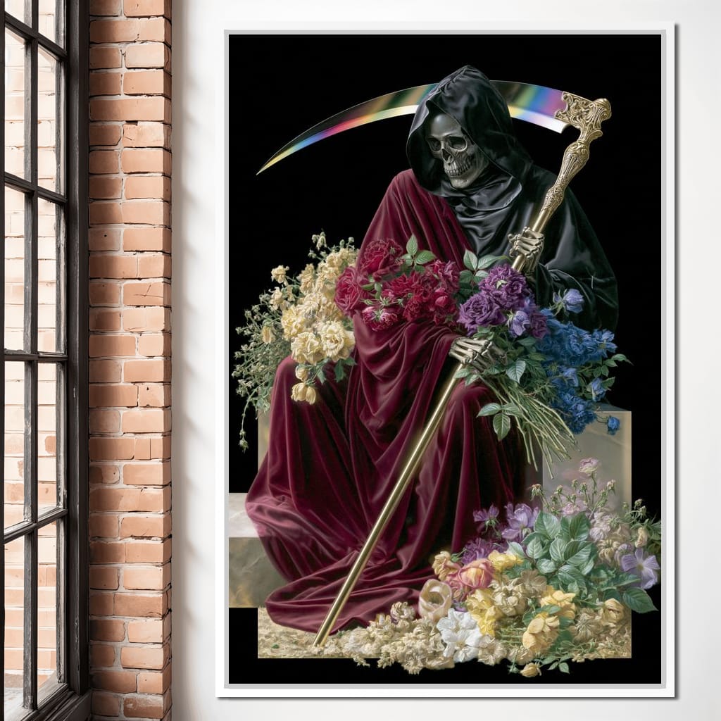 Death Rests With Fallen Petals Canvas Wall Art