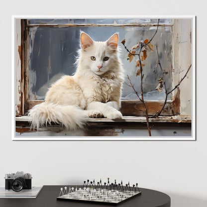 White Cat Canvas Wall Art