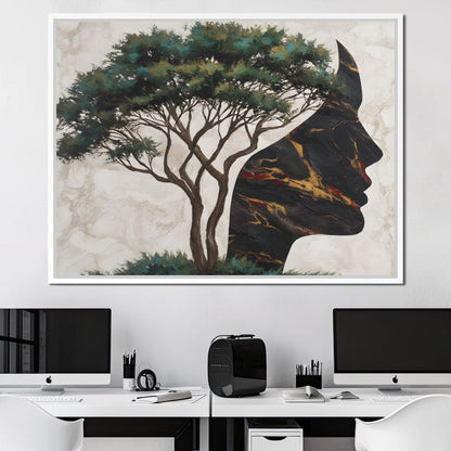 Majestic Silhouette Beneath Branches Canvas Wall Art