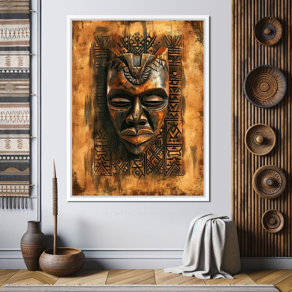 Ancient Tribal Mask Design Canvas Wall Art