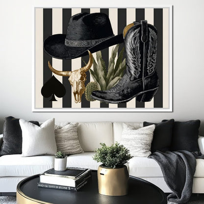 Cowboy Boot Hat Skull Cactus Canvas Wall Art