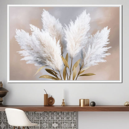Soft Pampas Feathers Bouquet Canvas Wall Art