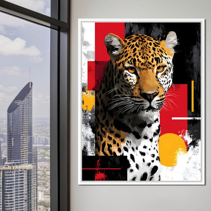Modern Leopard Portrait Noir Gold Canvas Wall Art