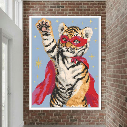 Superhero Tiger Cub Rising Canvas Wall Art
