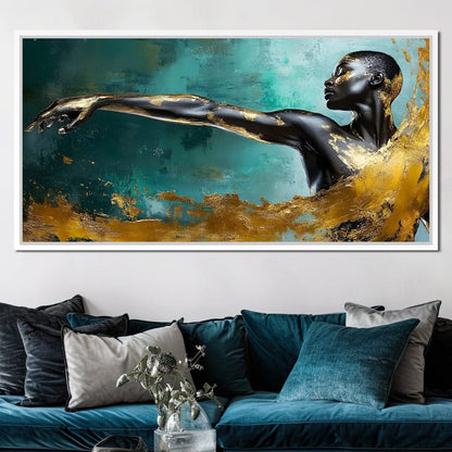 Golden Essence of Movement Canvas Wall Art
