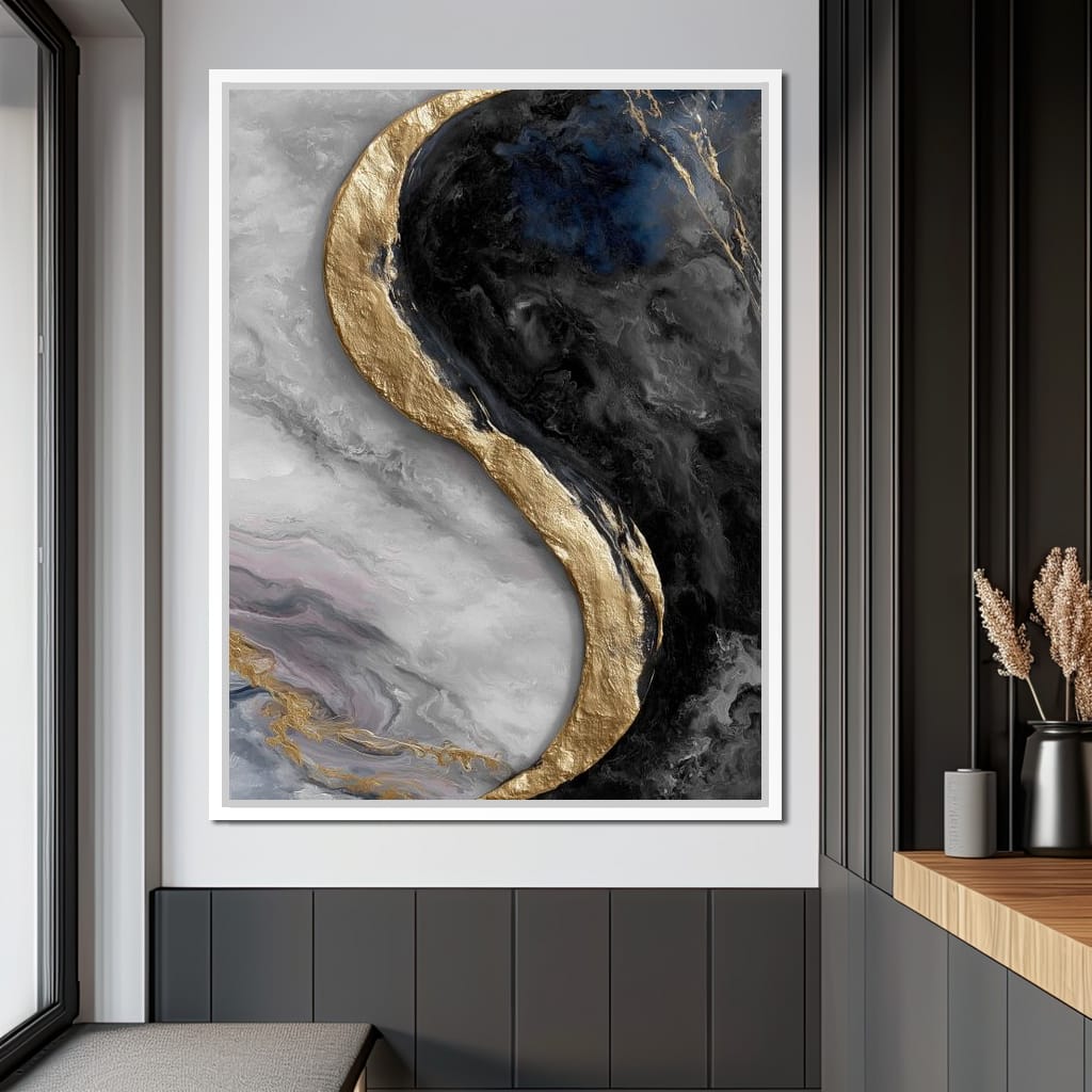 Gilded Moonstone Abstract Flow Canvas Wall Art