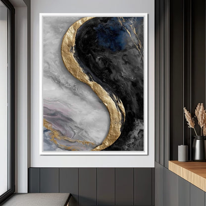 Gilded Moonstone Abstract Flow Canvas Wall Art
