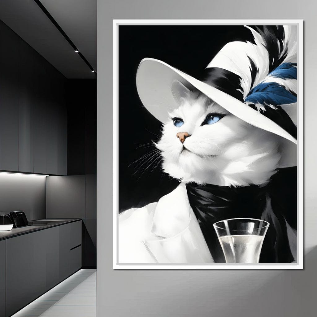 Sophisticated Feline Reverie Canvas Wall Art