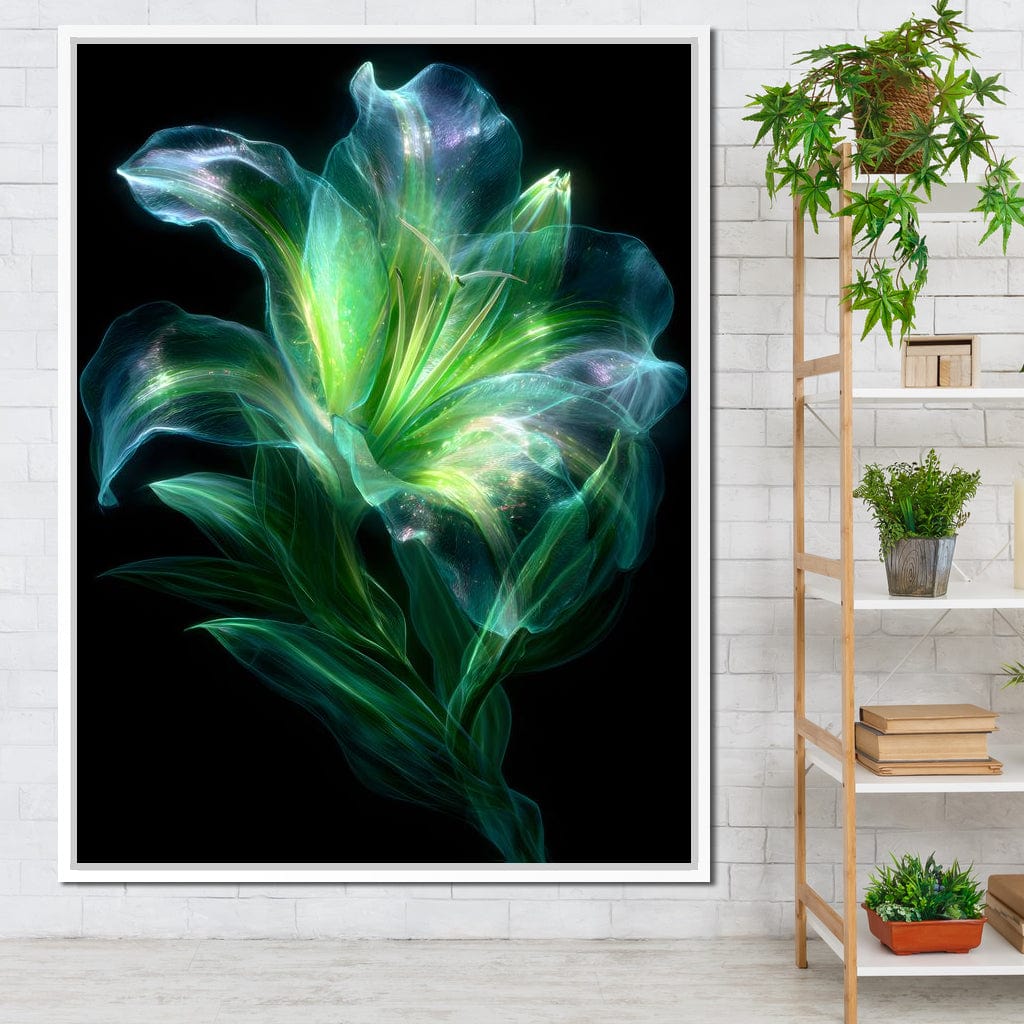 Radiant Emerald Flora Pulse Canvas Wall Art
