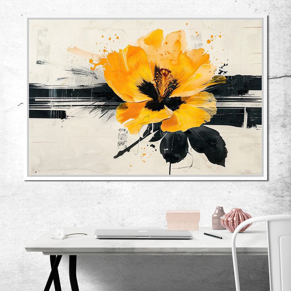 Golden Petal Contrast Canvas Wall Art