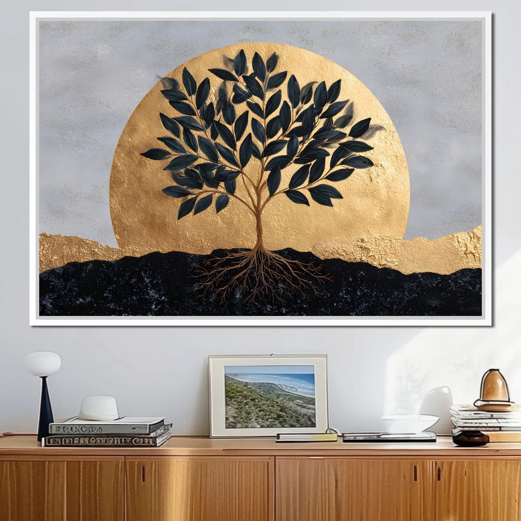 Golden Tree of Tranquility Canvas Wall Art