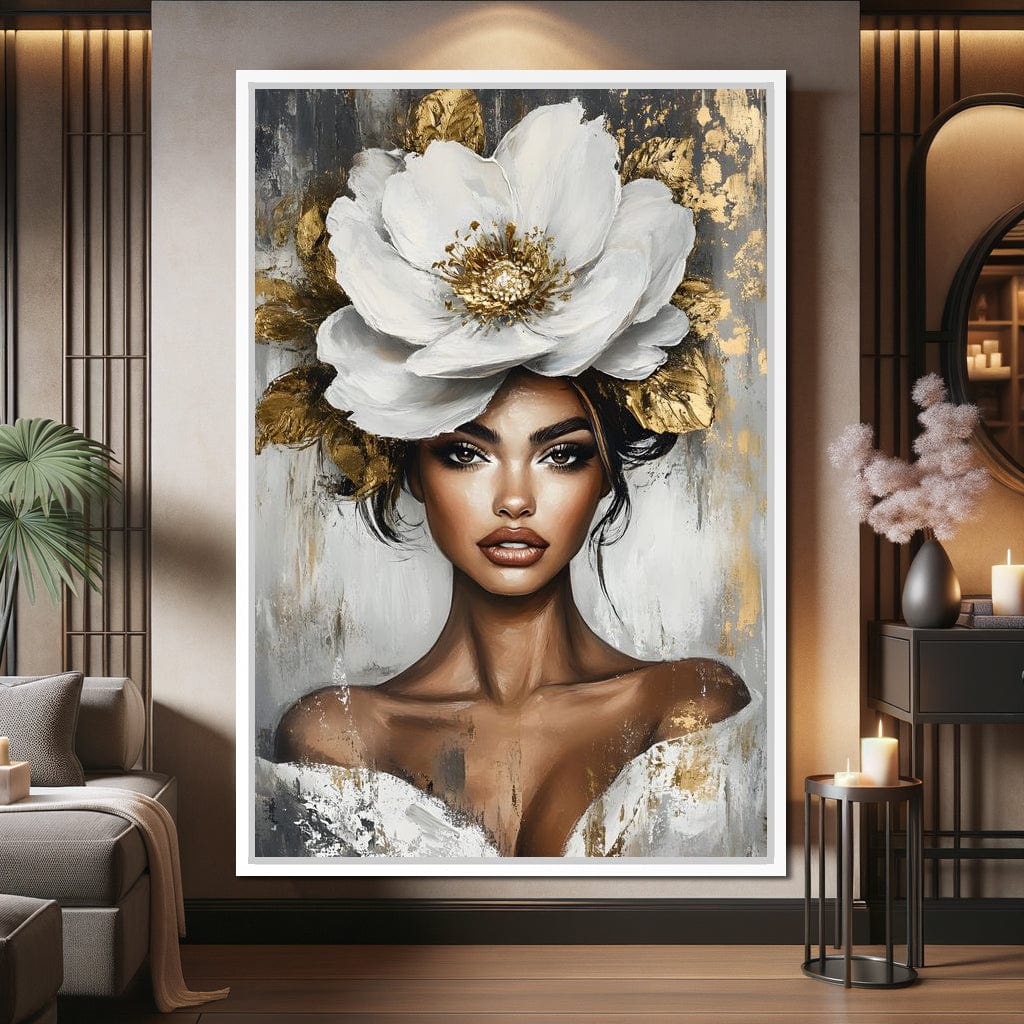 Golden Petals Elegance Enigma Canvas Wall Art