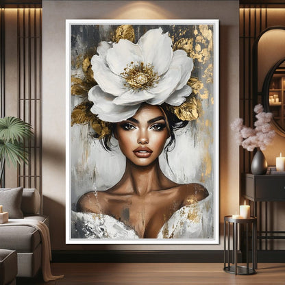 Golden Petals Elegance Enigma Canvas Wall Art