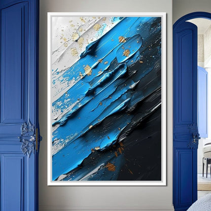 Sapphire Currents Goldleaf Flow Canvas Wall Art