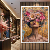 Golden Petals Hair Canvas Wall Art