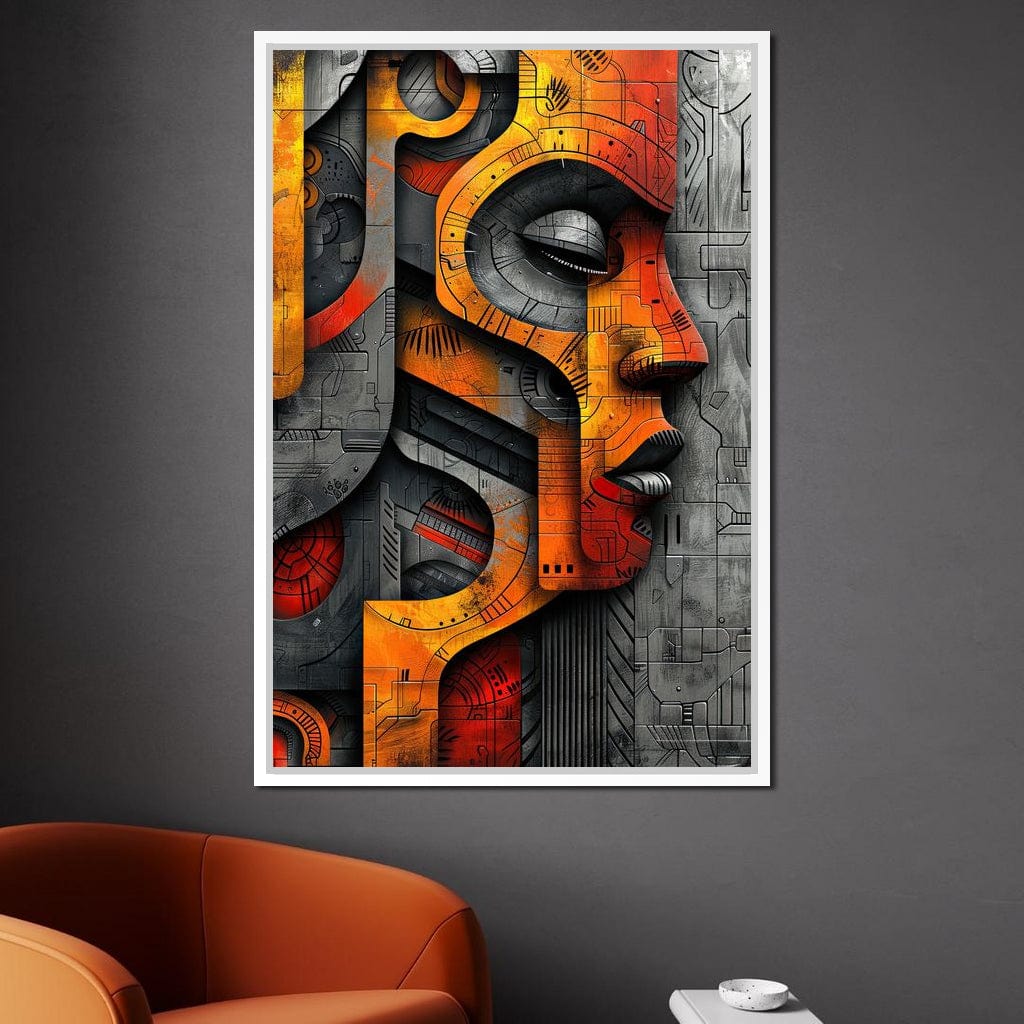 Metallic Face Labyrinth Illusion Canvas Wall Art
