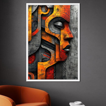 Metallic Face Labyrinth Illusion Canvas Wall Art