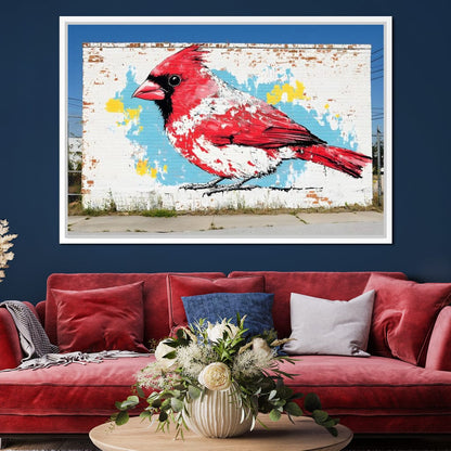 Street Art - Cardinal Mural Canvas Wall Art