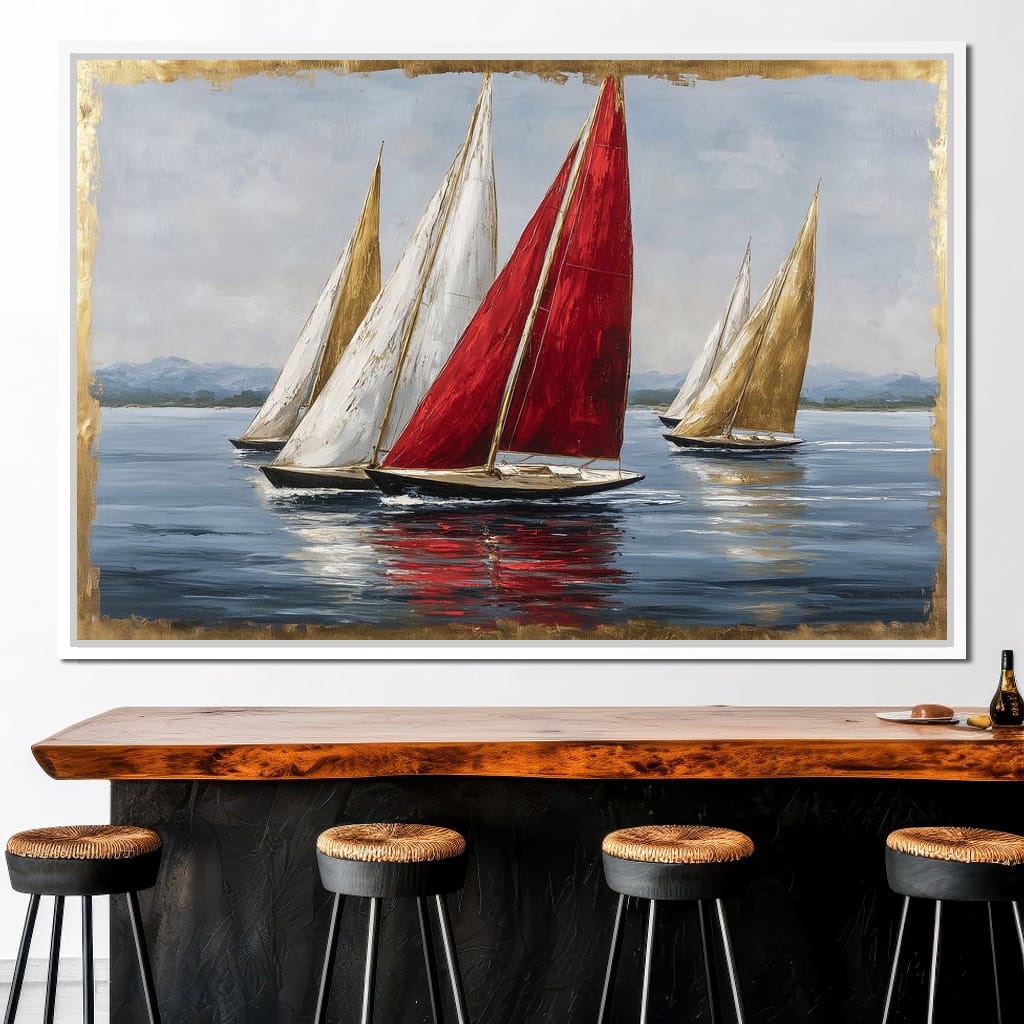 Bold Regatta On Open Water Canvas Wall Art